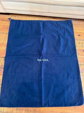Prada Navy Blue Drawstring Dust Bag with logo